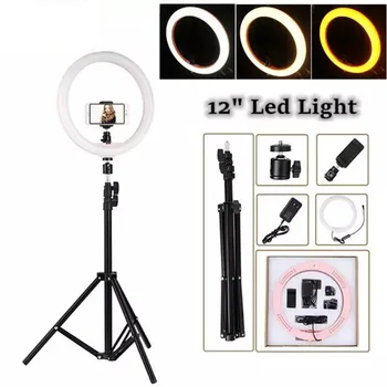 

32cm/12inch LED Ring Light Fill-in Lamp 3500K-5600K Dimmable with Remote Control for YouTube Video Recording Live US Plug