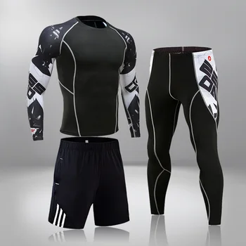 

Compression Underwear Suit For Men 3 Piece Men's Thermal Underwear Tracksuit MMA Clothing Rashgard Bodybuilding Clothing