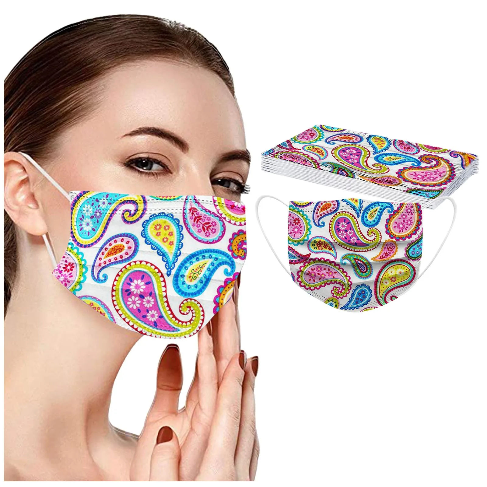 10PCS Disposable Adult's Masks Paisley Printed Mouth Mask With Design Mascarillas Higienicas Homologadas Mascarillas Antivirales