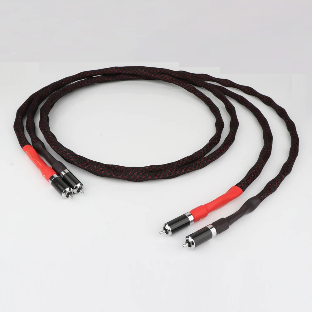 PairYTERPureSolidSilverPhonoRCAInterconnectCableswithCarbon