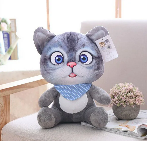 20 см 3D игрушки для кошек Kawaii Животные Кошки куклы плюшевые подарки игрушки - Цвет: Grey cat