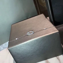 Брендовые ювелирные изделия из чистого 925 пробы серебра для женщин, тонкий серебряный браслет-цепочка, свадебные ювелирные изделия, браслет из горного камня, розовое золото