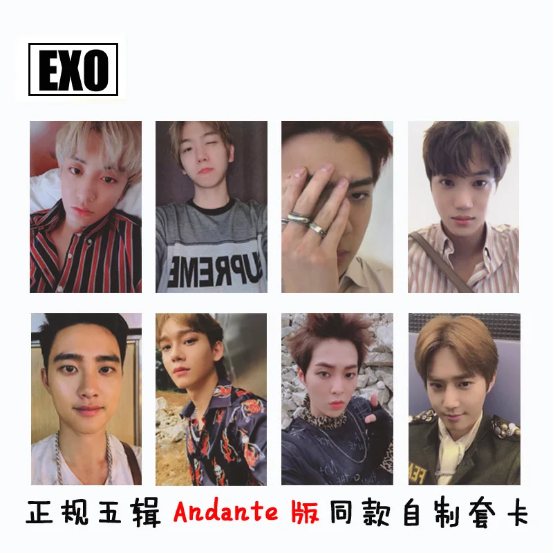 8 шт./компл. Kpop EXO подписи фотостудия не мешать мой темп Andante альбом фото карта EXO Kpop HD чистый высокое качество