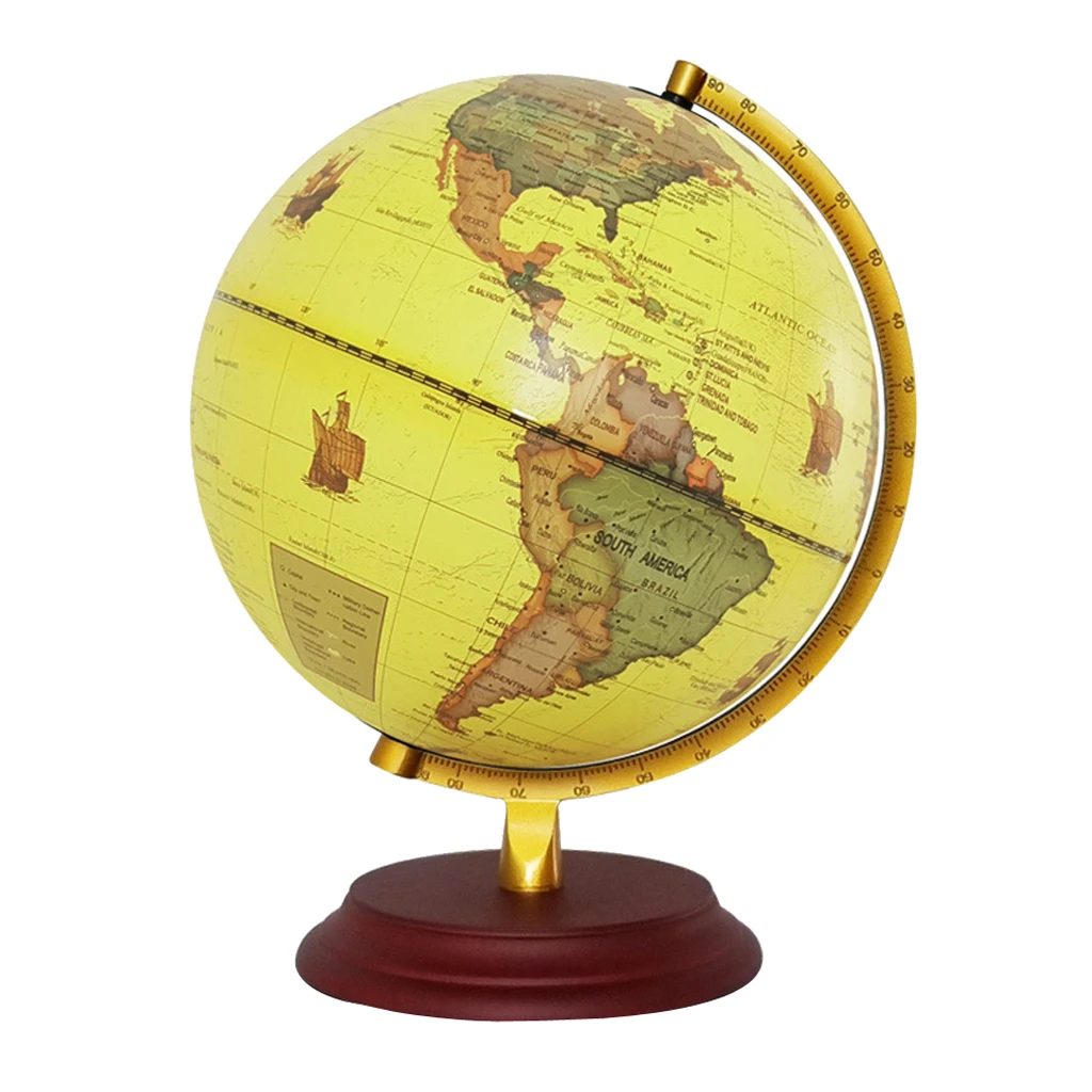 Retro Style Geographical World Globe Map Lights Lamp Toy Educational Yellow