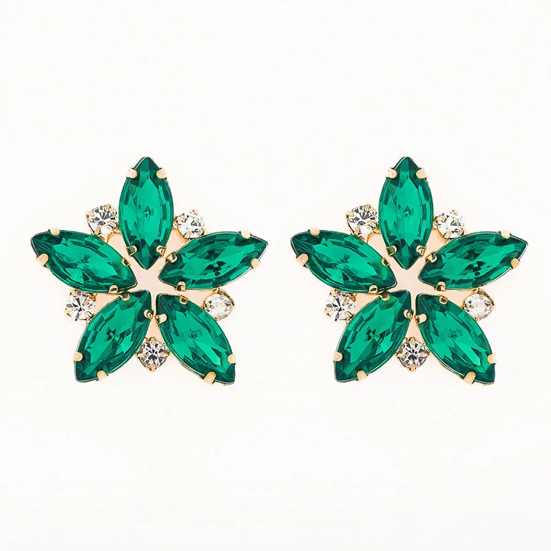 Зеленый Bague Ringen, корейский стиль, модные серьги-гвоздики, изумрудные серьги для женщин, в форме цветка, серебро 925, ювелирное изделие, Подарок на годовщину - Цвет камня: Зеленый