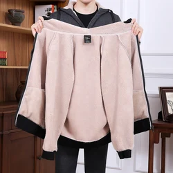 Large Size L-8XL 130KG Cashmere Leisure Sports Suit Men'S Autumn And Winter Loose Plush Thickened Hooded Warm Two-Piece Set