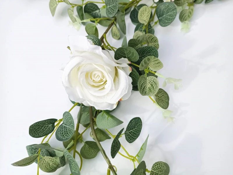 JAROWN Artificial Eucalyptus Flower Vine Rose Peony Wisteria Greenery Rattan Fake Flowers DIY Wreath Wedding Table Decoration Home Garden Flower Wall Decor Plants (34)