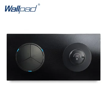 

Wallpad 3 Gang 2 Way Switch With Dimmer Wall Light Switch With LED Indicator Aluminum Metal Panel