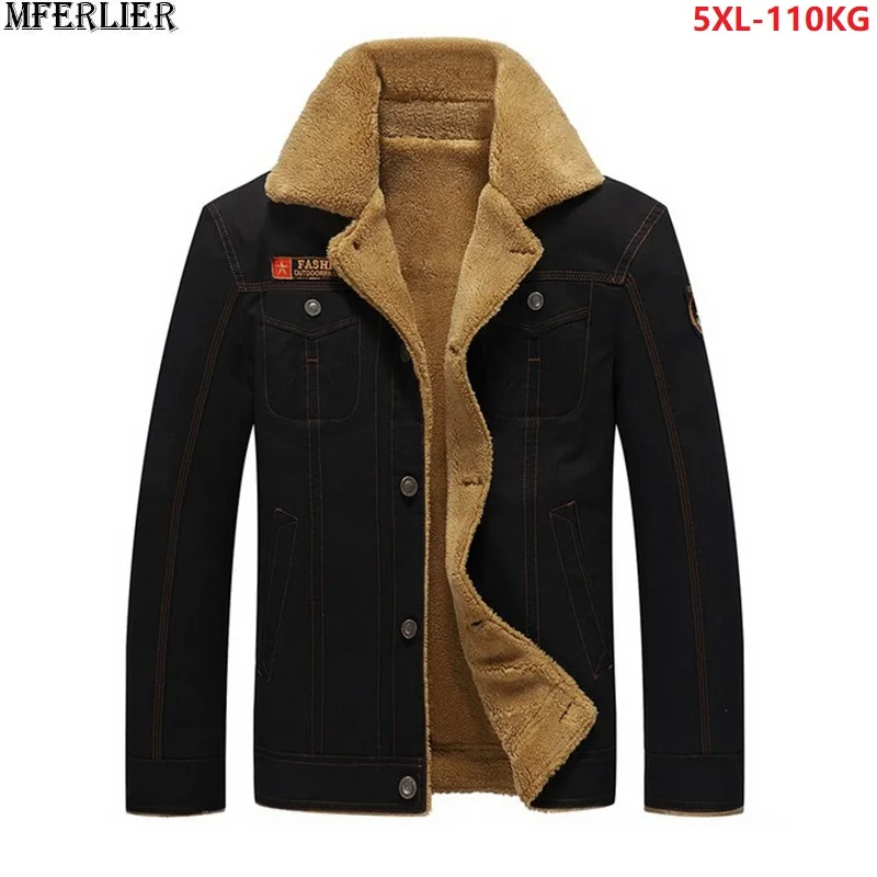

men out door thick jackets warm pockets fleece coat plus size 4XL 5XL military style jackets autumn winter loose jackets black