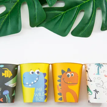 

8pcs Dinosaur Pattern Party Disposable Paper Cups DIY Decoration Baby Shower Kids Birthday Wedding Picnic Tableware Supply