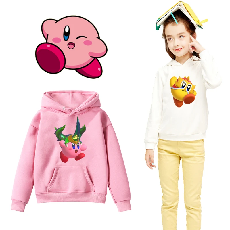 

Hot Game Kirby Fighters Print Kids Hoodies Boy Clothes Girls Anime Printed Streetwear Children Kids Long Sleeve Clothing