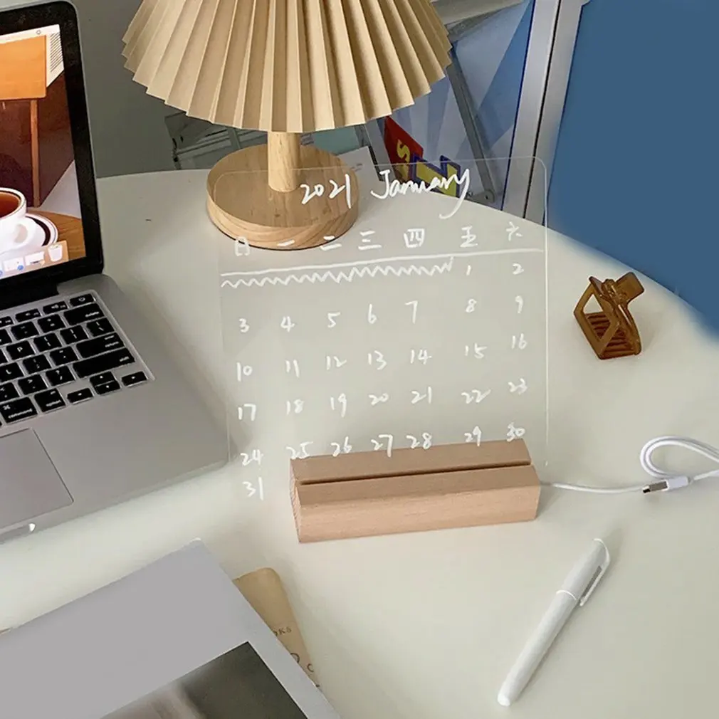 Wooden Led Lamp Base Beech Strip USB Cable Switch Night Light 3D Led Night Lamp Base Long Acrylic DIY Wooden 150mm