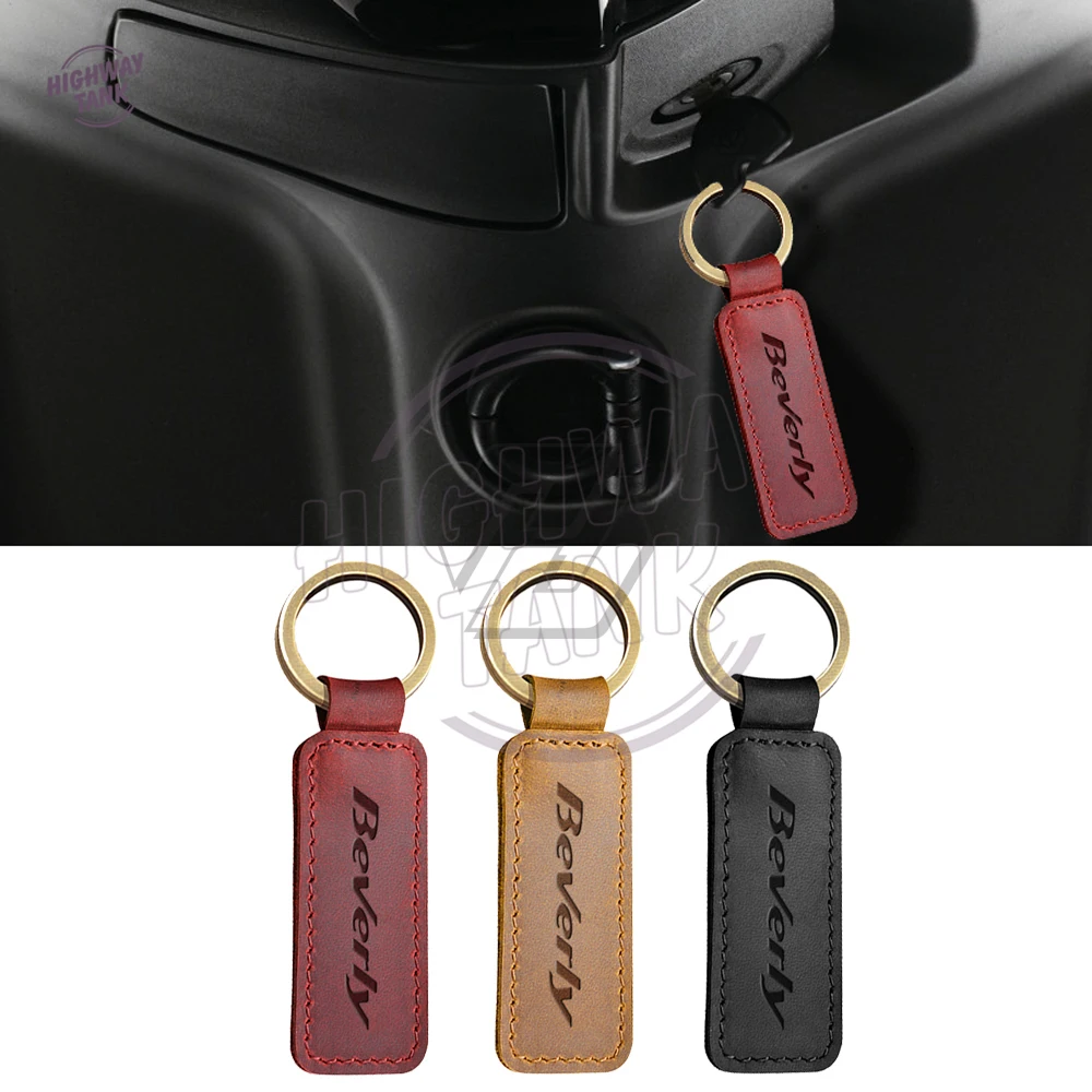 Motorcycle Cowhide Keychain Key Ring Case For Piaggio Beverly 300 S Scooter Key