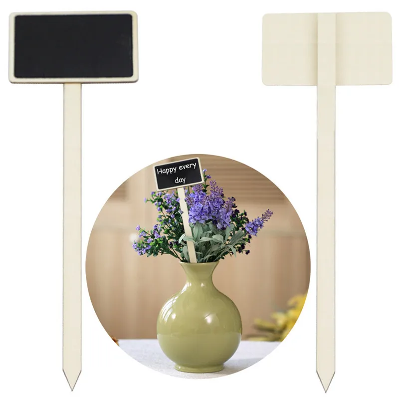 Mini etiquetas de madera para jardín, rotuladores creativos para plantas y flores, herramientas de decoración, 10 Uds.