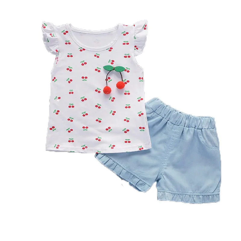 BibiCola комплект летней одежды для маленьких девочек, комплекты одежды с жилетом для маленьких девочек, короткая футболка с лепестками+ штаны, костюм - Цвет: picture color