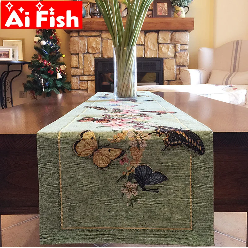 Idyllic American Butterfly Embroidered Dining Table Desk Decoration TV 
