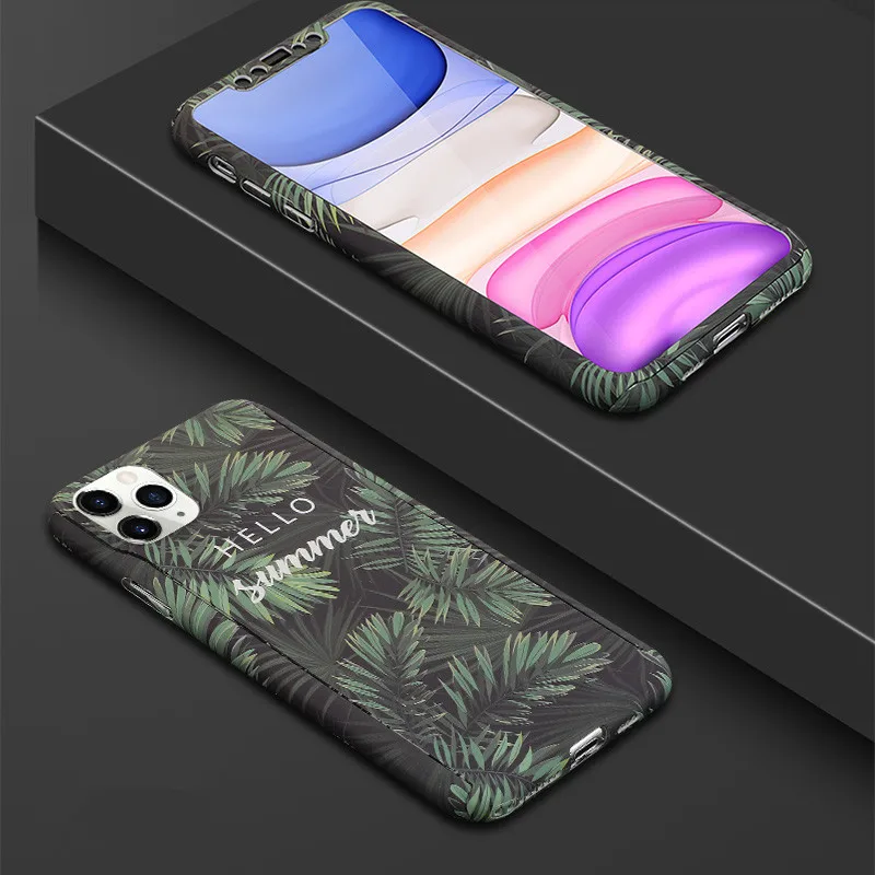 Style 4 Модный 360 градусов полный корпус защитный чехол для телефона для iPhone 6 6S 7 8 Plus X XS Max XR Зеленый Кактус Жесткий PC задняя крышка Coque - Цвет: Style 4