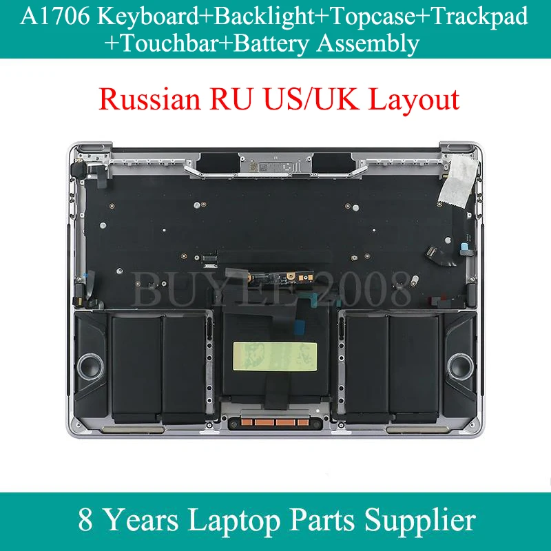 

Original 13.3" A1706 RU US UK Layout Top Cases For Macbook Pro A1706 Russian Keyboard Backlight Topcase Trackpad Touchar Battery