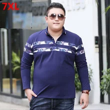 Мужская весна-осень 7XL плюс fertilizer XL рубашка поло с длинными рукавами и отворотом 130 кг специальные большие полосы