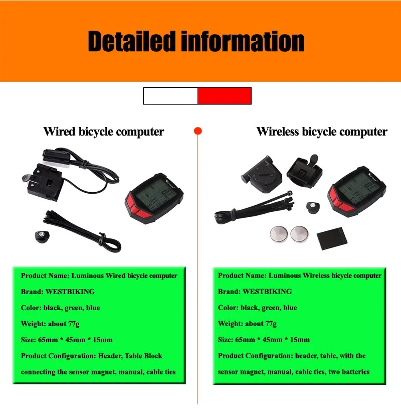Compteur vitesse vélo sans fil multifonctions - Sport