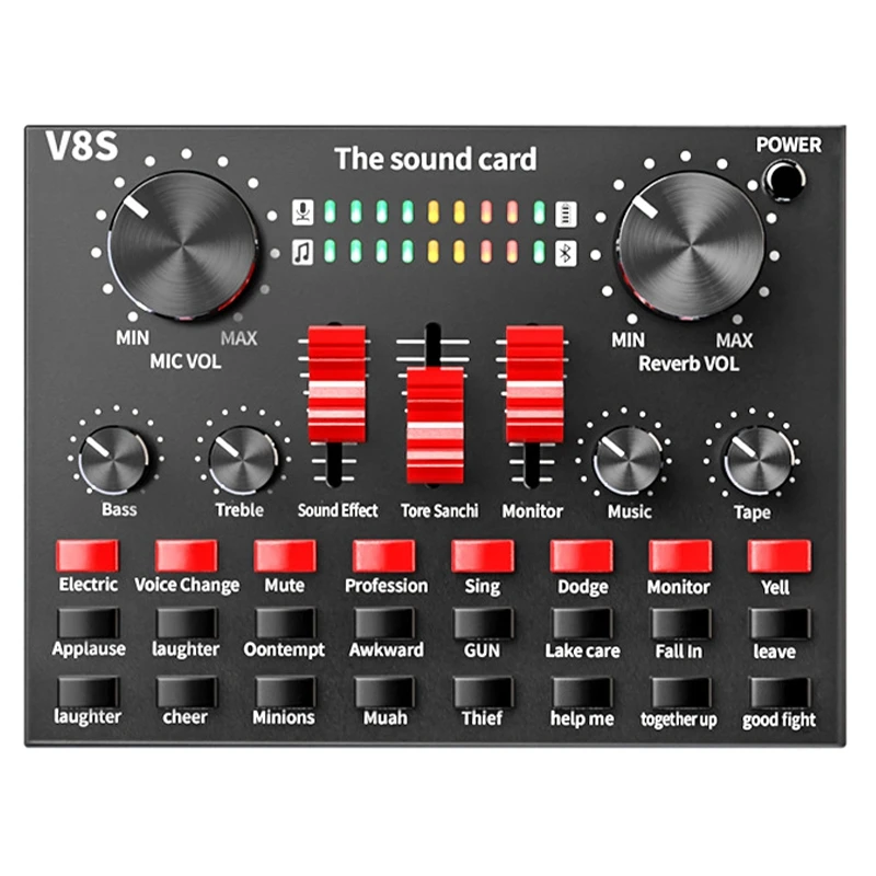 Sound Card V8S Audio Mixer Bluetooth cast Personal Entertainment