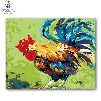 

abstract colorful Chicken pictures diy paintings colorings by numbers with kits,diy canvas painting by numbers 40x50 diy frame