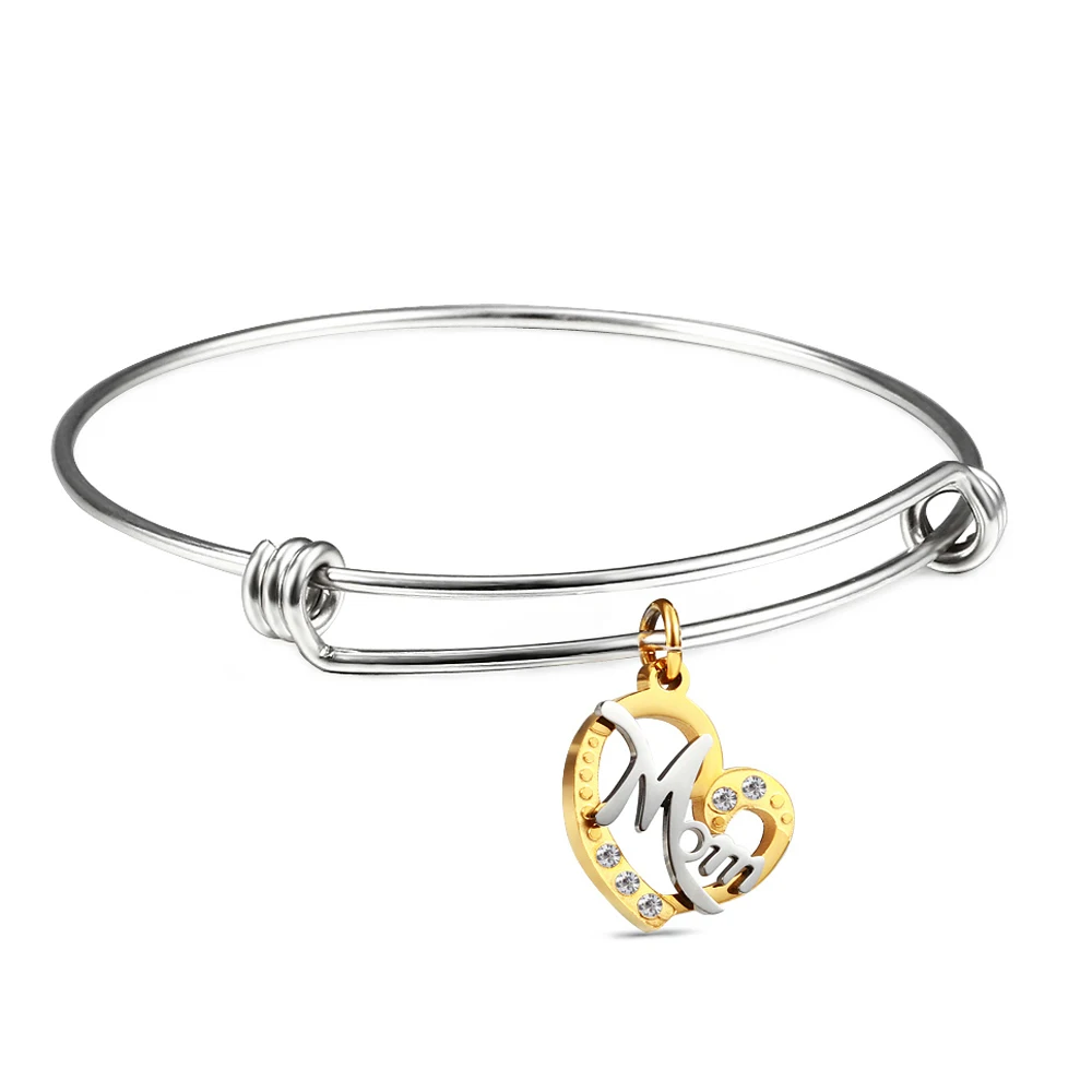 Adjustable Female Bracelet Plated Gold/Silver Stainless Steel Bangle Bracelet For Women Bracelets Bangles Pulseiras - Окраска металла: ABB-063G