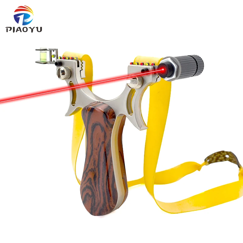 

Alloy Slingshot + Plastic Patch High Quality Outdoor Shooting Slingshot with Red Laser Sight High Precision Hunting Catapult Set