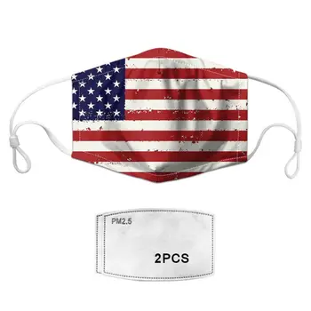 

Anti-Dust Mask + 2pcs Filters National Flag Pattern Reusable Polyester Mouth Face Mask Cover Respirator Health Care USA Stock
