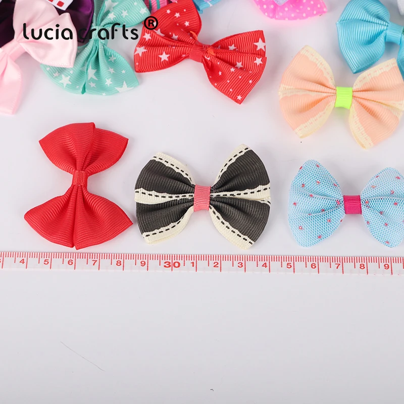 20pcs Approx 40*60mm Random Mixed Bows Appliques DIY Bowknot Craft Headwear Christmas Decor Sewing Garment Accessories B0214