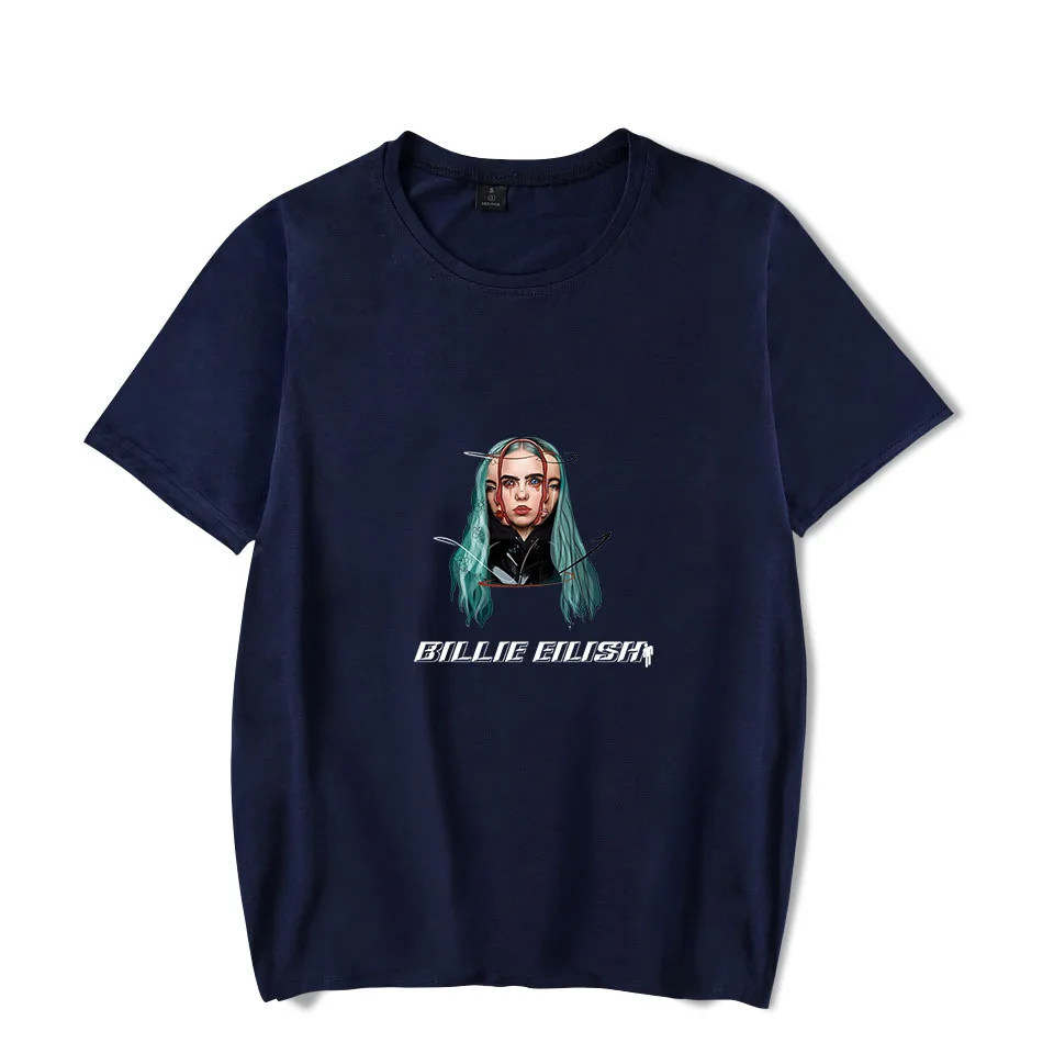 black - style 8 Billie Eilish, футболки, поп-певец, масляное искусство, краска для женщин, модный топ, 90 s, графическая футболка, Забавные футболки, Harajuku, женские, мужские футболки - Цвет: black - style 8