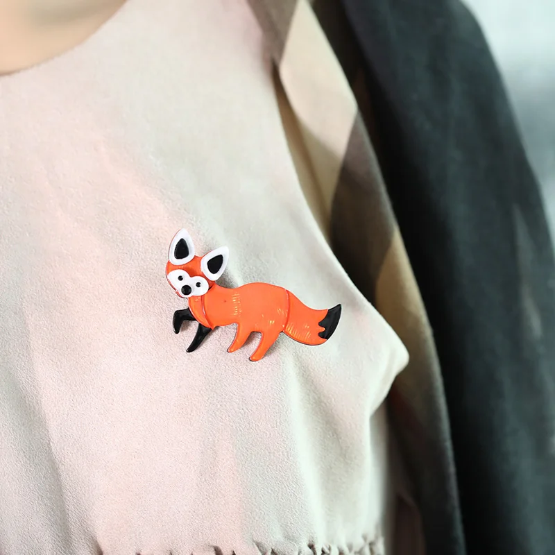 Funmor Kawaii Маленькая брошь Лисичка акриловая оранжевая заколки с животными для женщин и девочек, аксессуары для путешествий, Сумка с отворотом, украшения, подарки