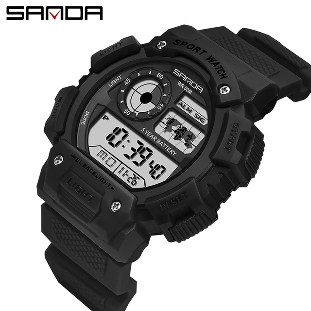 SANDA 2020 Sports Men's Watches Top Brand Luxury Military Quartz Watch Male 30m Waterproof S Shock Clock relogio masculino white