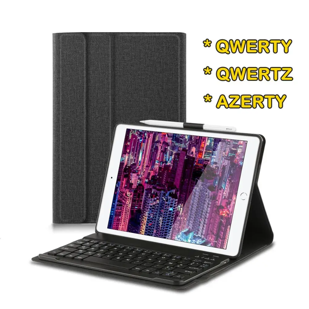 Чехол книжка с клавиатурой для iPad 10 2 &quot7 го поколения Bluetooth держателем