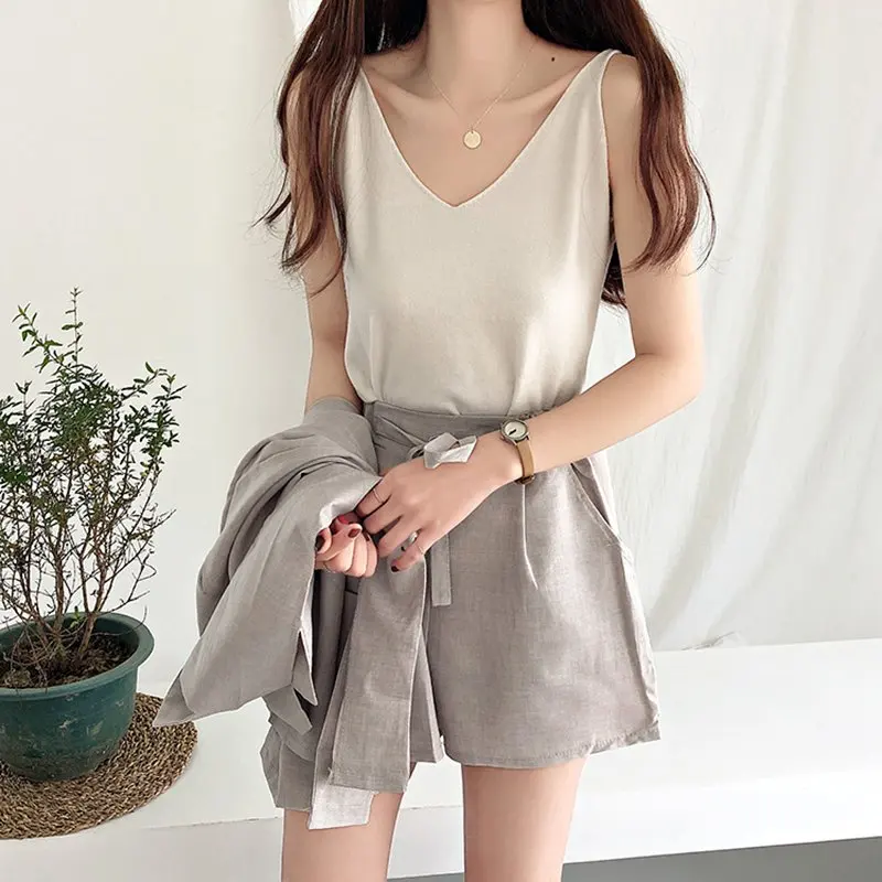 

Fashion Tops Sweater sleeveless Camis Solid Cashmere Sweater V Collar Pullover Women Comfortable Bottoming Sweater