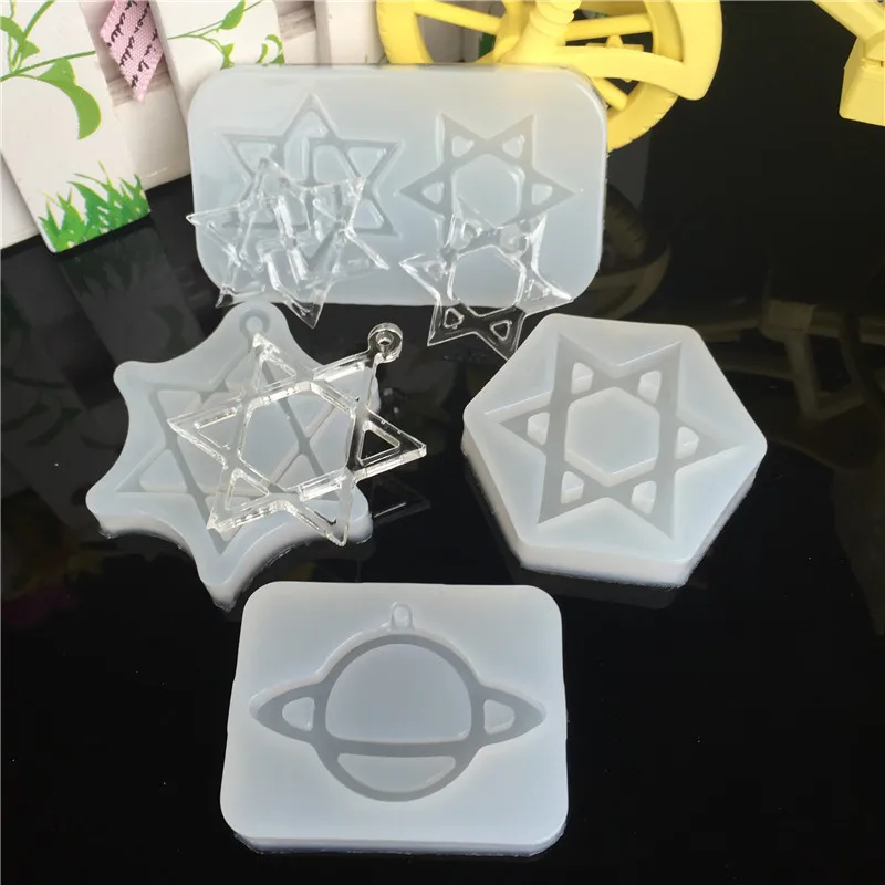 

Planet Clover Hexagram Silicone Mold Fondant Cake decorating Tools DIY Hand Ornaments Epoxy Resin Molds for Jewelry