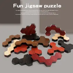 3D деревянные шестиугольные интеллектуальные геометрические Пазлы детский строительный блок познавательный, на поиск соответствия