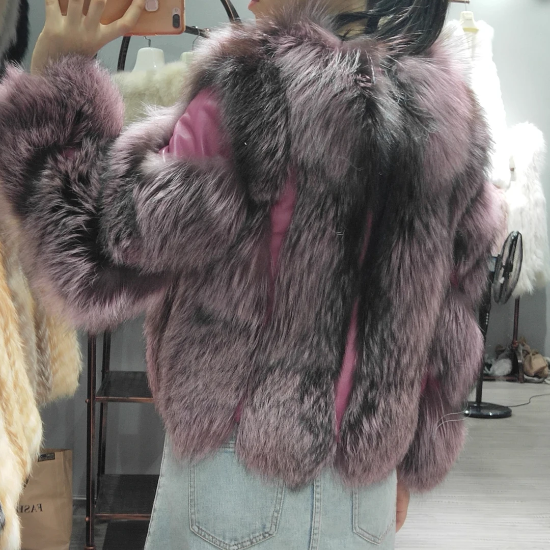 Abrigos mujer invierno Женское пальто Зимняя Толстая теплая натуральная черно-бурая лиса меховая куртка из натуральной овчины парка из натурального меха