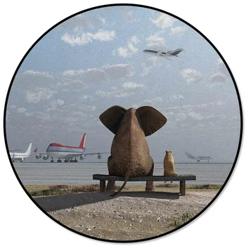 

Airport Elephant Pattern Rugs and Carpets for Home Living Room Round Rug for Children Rooms Non-slip