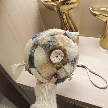 

2020 Fashion Woolen Shoulder Crossbody Bag Female Casual Chain Messenger Winter Bags Circular Shoulder Bags For Woman