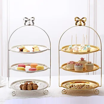 

gold silver Three-tier dim sum tray cake tray rack party home decoration