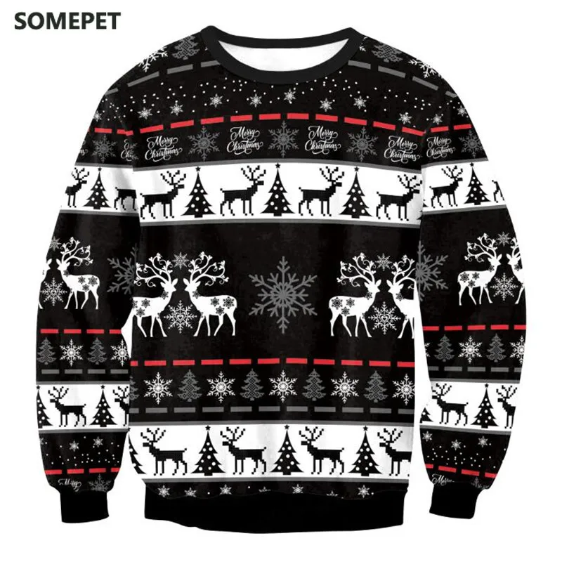 Men's Novelty Santa Christmas Tree Jumper Snowflake pullover Sweater Xmas UK 