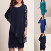 Robe Midi moulante à manches 3/4 et col rond pour femme, vêtement de couleur unie, Double couche, grande taille, nouvelle collection, vente en gros, livraison directe ► Photo 3/6