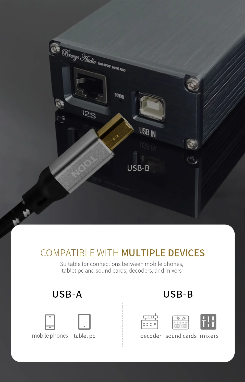 todn usb para tipo b cabo estereofónico