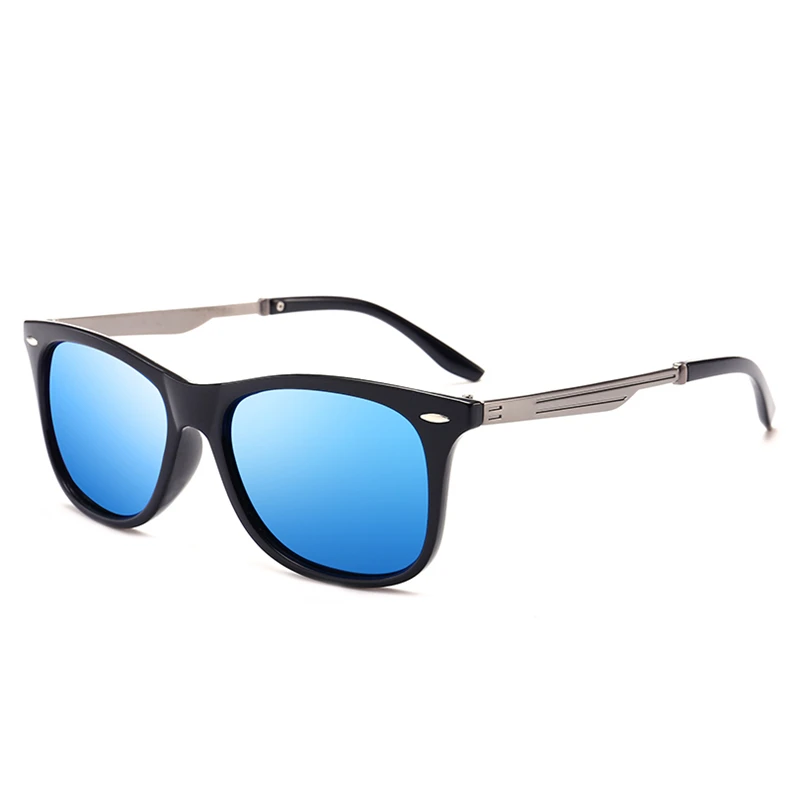 Мужские солнцезащитные очки в ретро стиле, поляризационные, квадратные, брендовые, дизайнерские - Цвет линз: C4(mirror)