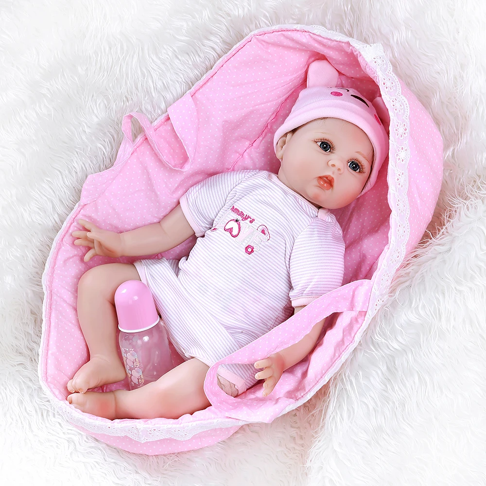 55 см Кукла reborn baby girl с розовым спальным мешком 0 3 м настоящая кукла size куклы живая
