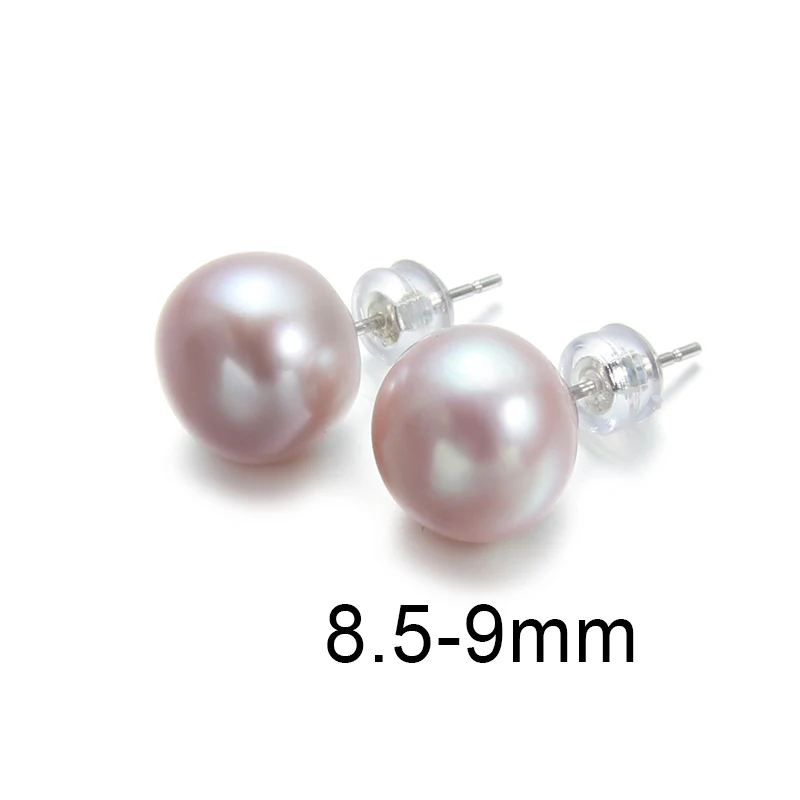 Purple 8.5-9mm Жемчужные серьги, серебро 925, ювелирное изделие, пресноводные жемчужные серьги для женщин, свадебный подарок, жемчужные ювелирные изделия - Цвет камня: Purple 8.5-9mm