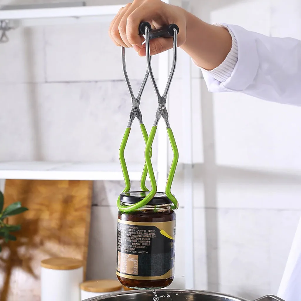Stainless Steel Can Tongs Clip Canning Jar Lifter With Grip Handle Heat