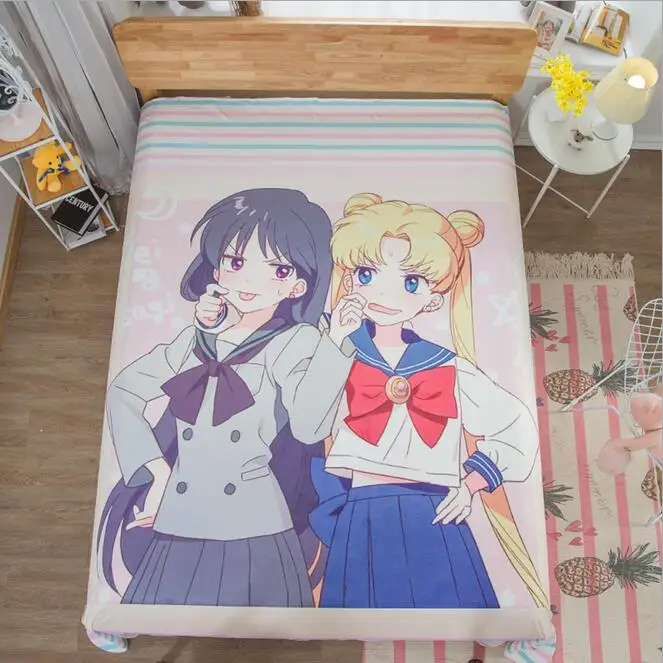 Kawaii японский мультфильм Хрустальный бархат простыни односпальные полный размер королева симпатичный Солдат Сейлор Мун Тоторо Наруто Хацунэ Мику