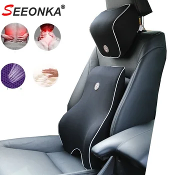 

1 Set Auto Car Lumbar Cushion Seat Support Back Pillow and Neck Pillow Memory Foam Lower Back Pain Cushion Orthopedics Chair